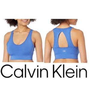 Calvin Klein Performance Seamless Stretch Sports Bra in Blue Wave Sz M